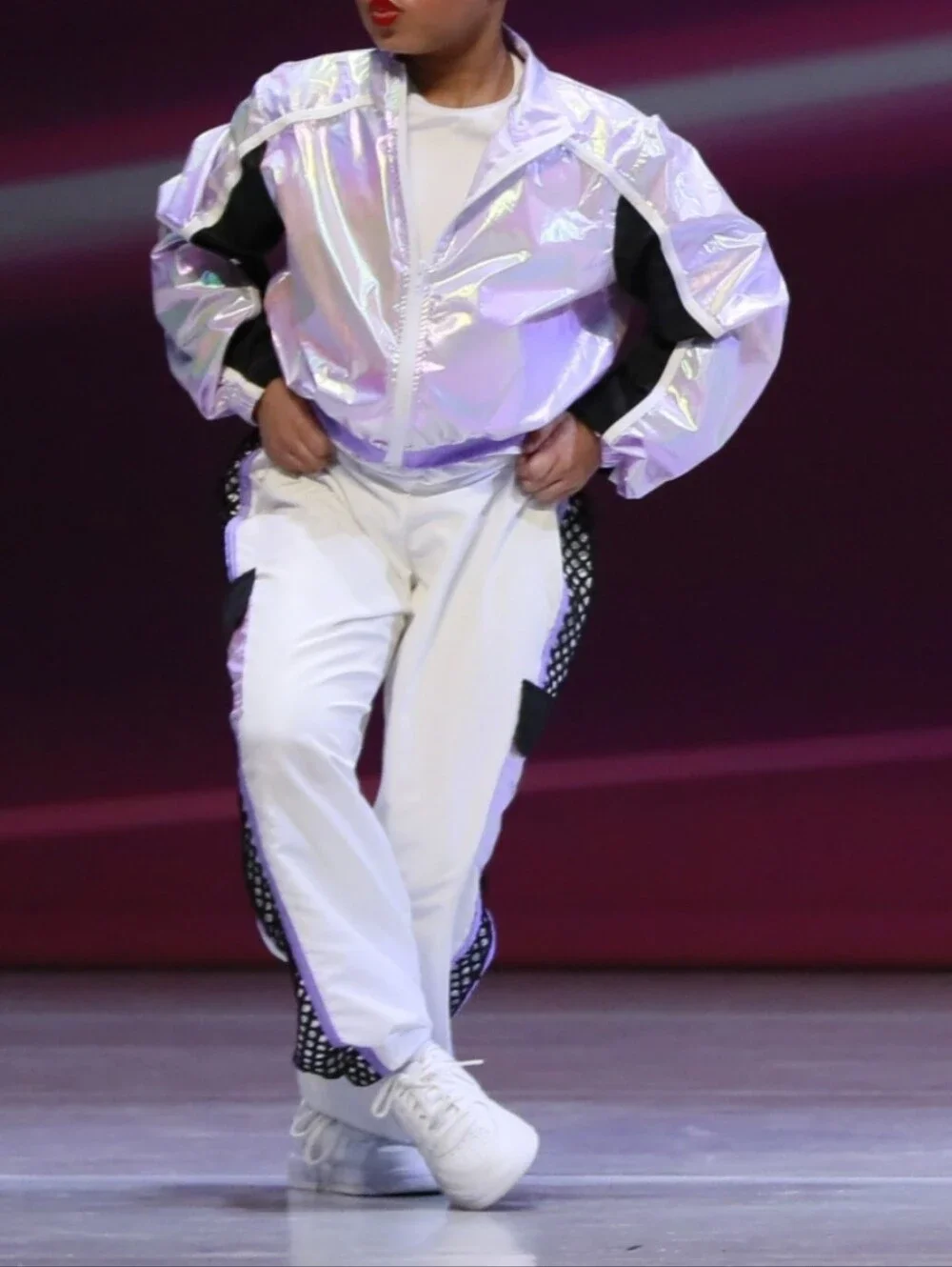 Kids Iridescent Pink Dance Tracksuit Jacket and Pants